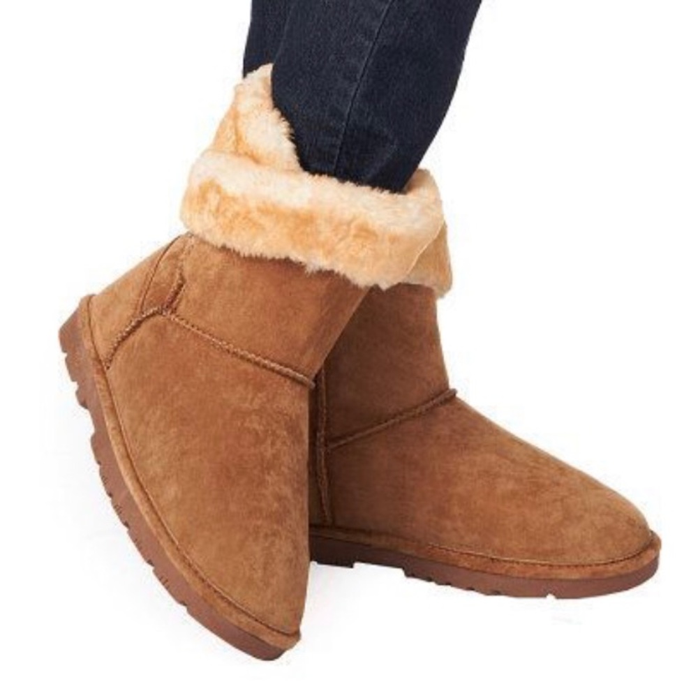 LAMO Queue Chestnut Wrap Suede & Shearling Boots